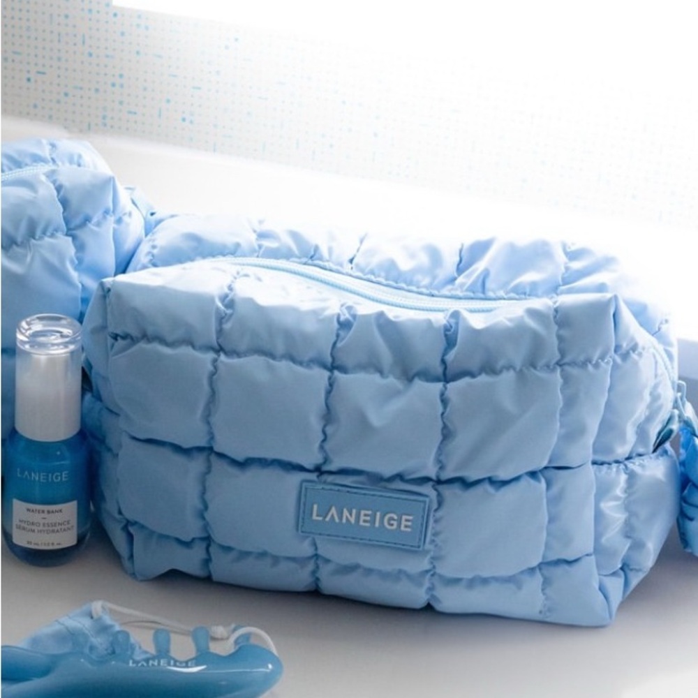LANEIGE Sky Blue Quilted Cosmetic Pouch